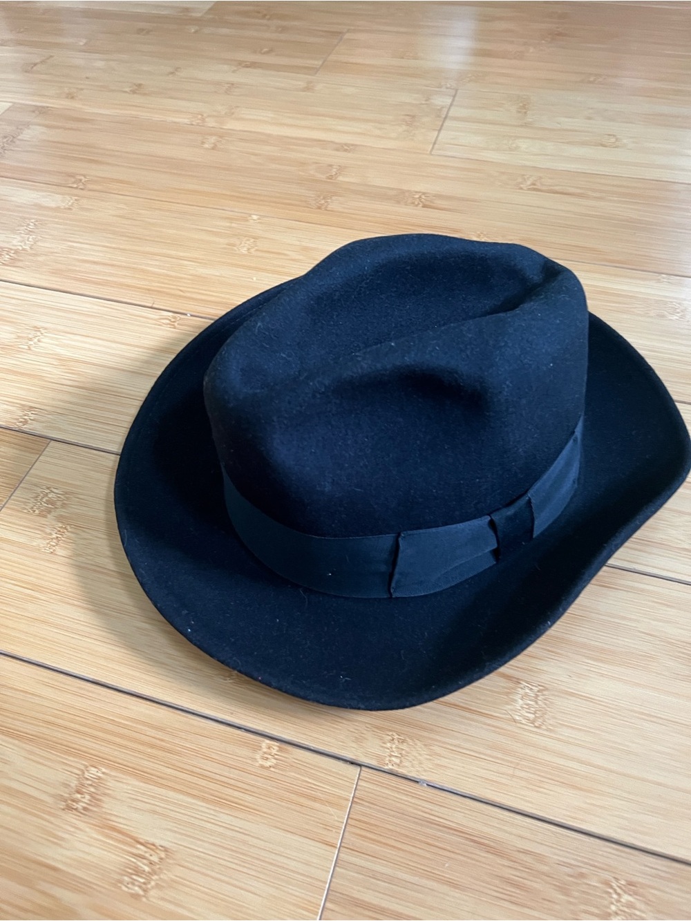 Vintage Tiger Pride Black Wool Felt Fedora Hat Men's Medium Made in USA WPL 5923
